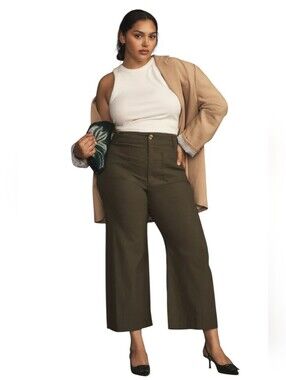Maeve by Anthropologie The Colette in Olive Green Linen Blend cargo utility